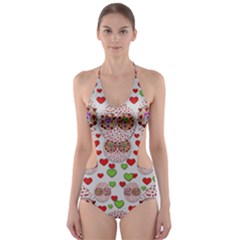 Love Bunnies In Peace And Popart Cut-out One Piece Swimsuit by pepitasart