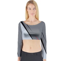 Elegant Gray Long Sleeve Crop Top by Valentinaart