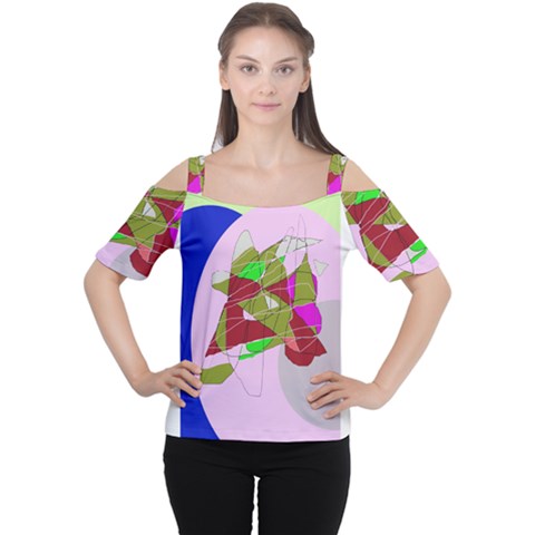 Flora Abstraction Women s Cutout Shoulder Tee by Valentinaart