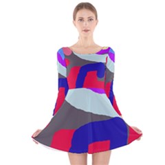 Crazy Abstraction Long Sleeve Velvet Skater Dress by Valentinaart