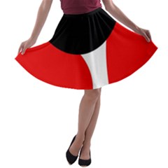 Red, Black And White A-line Skater Skirt by Valentinaart