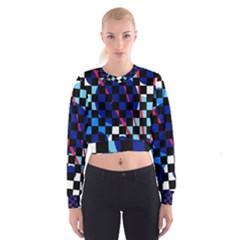 Blue Abstraction Women s Cropped Sweatshirt by Valentinaart