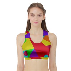 Colorful Abstract Design Sports Bra With Border by Valentinaart