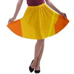 Orange Abstract Design A-line Skater Skirt by Valentinaart