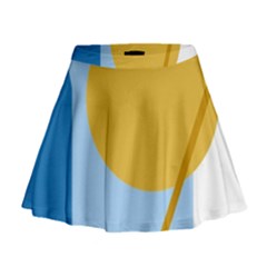 Blue And Yellow Abstract Design Mini Flare Skirt by Valentinaart