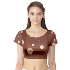 Brown Abstract Design Short Sleeve Crop Top (tight Fit) by Valentinaart