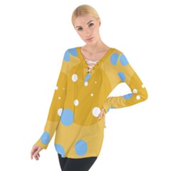 Blue And Yellow Moon Women s Tie Up Tee