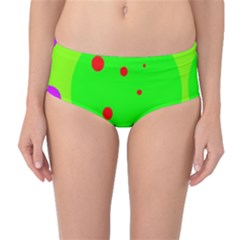 Green And Purple Dots Mid-waist Bikini Bottoms by Valentinaart