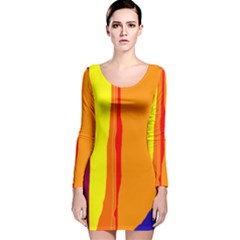 Hot Colorful Lines Long Sleeve Velvet Bodycon Dress