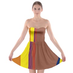 Colorful Lines Strapless Dresses