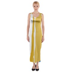 Blue And Yellow Lines Fitted Maxi Dress