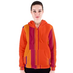 Orange Lines Women s Zipper Hoodie by Valentinaart