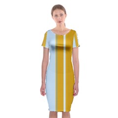 Yellow Elegant Lines Classic Short Sleeve Midi Dress