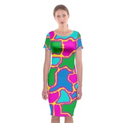 Colorful Abstract Design Classic Short Sleeve Midi Dress