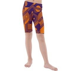 Blue And Orange Abstract Design Kid s Mid Length Swim Shorts by Valentinaart