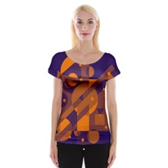 Blue And Orange Abstract Design Women s Cap Sleeve Top by Valentinaart