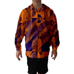 Orange And Blue Abstract Design Hooded Wind Breaker (kids)