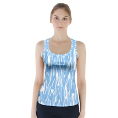 Blue Pattern Racer Back Sports Top