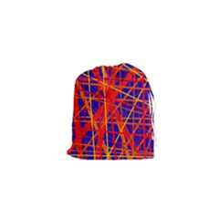 Orange And Blue Pattern Drawstring Pouches (xs)  by Valentinaart