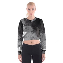 Black And Gray Pattern Women s Cropped Sweatshirt by Valentinaart