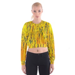 Yellow Pattern Women s Cropped Sweatshirt by Valentinaart