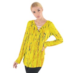 Yellow Pattern Women s Tie Up Tee