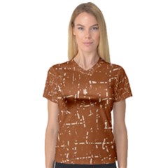 Brown Elelgant Pattern Women s V-neck Sport Mesh Tee