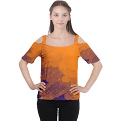 Orange And Blue Artistic Pattern Women s Cutout Shoulder Tee