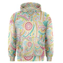 Hippie Flowers Pattern, Pink Blue Green, Zz0101 Men s Pullover Hoodie by Zandiepants