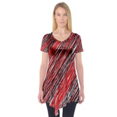 Red And Black Elegant Pattern Short Sleeve Tunic 