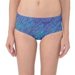 Blue Pattern Mid-waist Bikini Bottoms