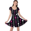 Magenta white and black pattern Cap Sleeve Dresses View1