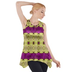  Purple Gold Floral And Paradise Bloom Side Drop Tank Tunic by pepitasart