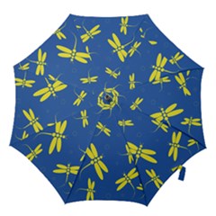 Blue And Yellow Dragonflies Pattern Hook Handle Umbrellas (medium) by Valentinaart