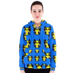 Yellow And Blue Firefies Women s Zipper Hoodie by Valentinaart