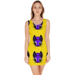 Blue And Yellow Fireflies Sleeveless Bodycon Dress by Valentinaart