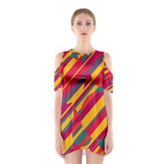 Colorful Hot Pattern Cutout Shoulder Dress