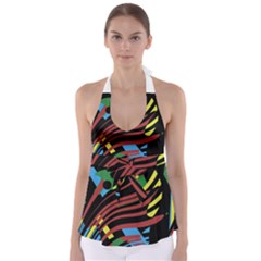 Colorful Decorative Abstrat Design Babydoll Tankini Top by Valentinaart