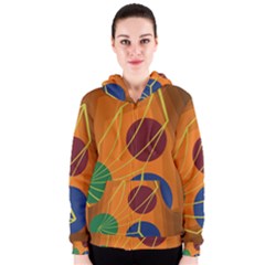 Orange Abstraction Women s Zipper Hoodie by Valentinaart