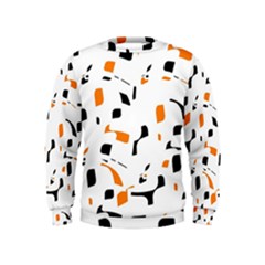 Orange, White And Black Pattern Kids  Sweatshirt by Valentinaart