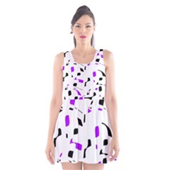 Purple, Black And White Pattern Scoop Neck Skater Dress