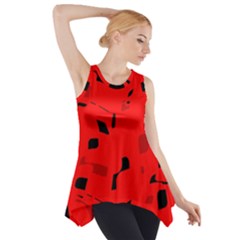 Red And Black Pattern Side Drop Tank Tunic