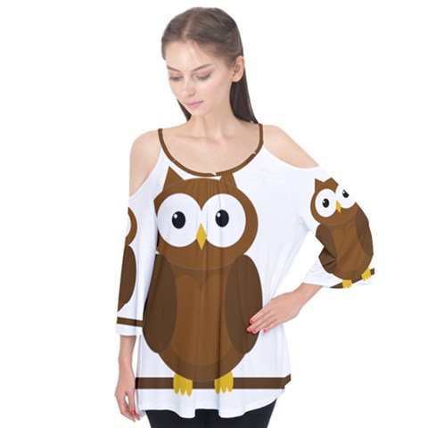 Cute Transparent Brown Owl Flutter Tees by Valentinaart