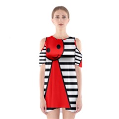 Red Pawn Cutout Shoulder Dress