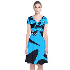 Blue Amoeba Short Sleeve Front Wrap Dress