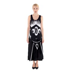 Black And White Voodoo Man Sleeveless Maxi Dress