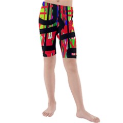 Colorful Abstraction Kid s Mid Length Swim Shorts by Valentinaart