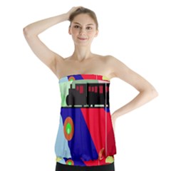 Abstract Train Strapless Top by Valentinaart