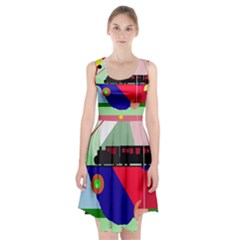 Abstract Train Racerback Midi Dress