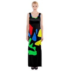 Colorful Abstraction Maxi Thigh Split Dress